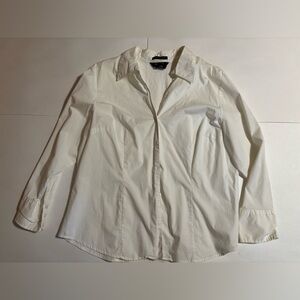 George Woman’s White Button Up V-Neck Collared 18W/20W